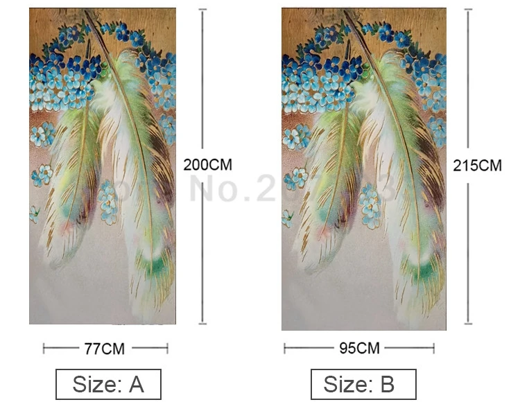 2 шт./компл. Золотой перо цветок наклейка на дверь спальня домашний декор плакат ПВХ водостойкие двери Стикеры имитация 3D Фреска Наклейка