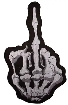 

10" XXL Big Large Middle Finger Embroidered Back Patch Iron On Sew On Motorcycle Biker Vest Leather Jacket Back