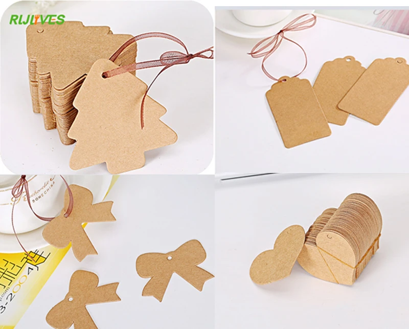 Rljlife 100 шт./пакет DIY крафт-бумажные бирки этикетка для головы багажная бирка