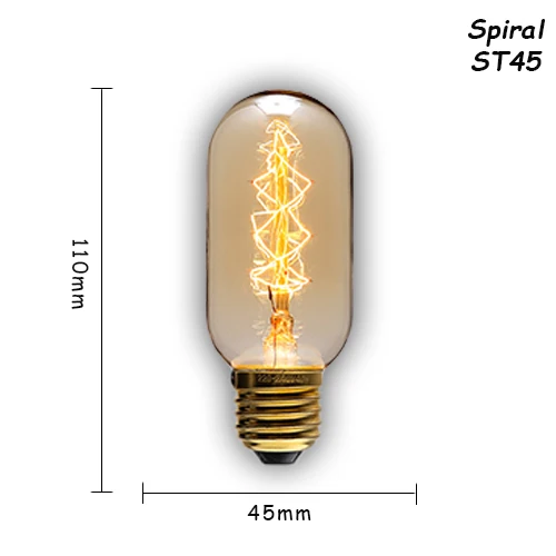 10 шт./лот, винтажная лампа E27/E14 Ретро Светильник лампы 110 V/220 V edison светодиодная лампа для дома/Декор в гостиную 40/60 W, лампы накаливания, лампы - Цвет: T45S