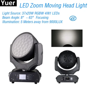 

4Pcs/Lot 37x20W LED RGBW 4IN1 Zoom Moving Head Light DMX LED Disco Projector Club Zoom Moving Head Light DJ Party Equipment