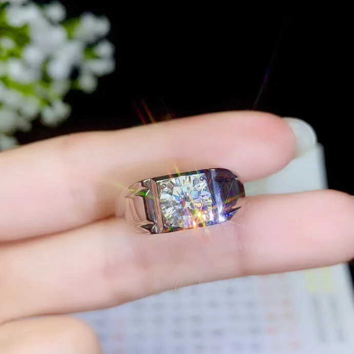 Мужские кольца Moissanite 2 карата драгоценных камней красивый цвет D Цвет VVS.|Кольца| |