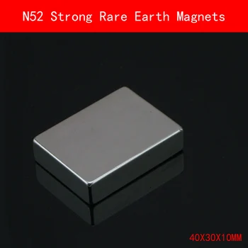 

1PCS 40X30X10mm N52 Super Strong Rare Earth Magnet permanent N52 plating Nickel Magnets 40mm*30mm*10mm