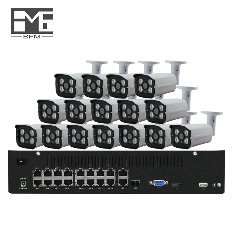 

BFMore 16CH H.265 5.0MP Cameras System 16CH POE NVR Surveillance Kit Waterproof Security CCTV Set Outdoor Onrif 2.4