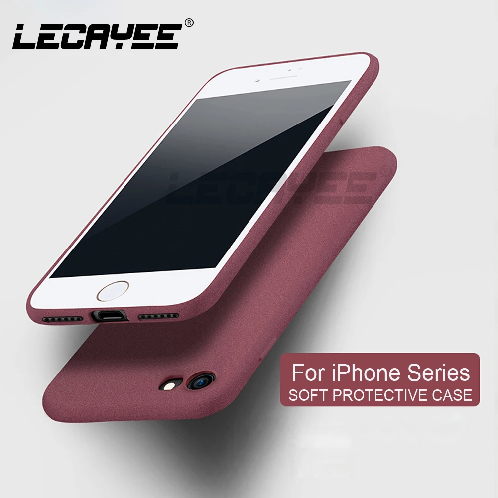 

LECAYEE Phone Case For iPhone X 7 8 6s XR XS 5s Case Back Cover Simple Plain Color Soft Matte Case For iPhone 6s 7 8 Plus Xs Max