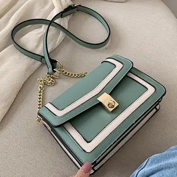 

Contrast color Leather Crossbody Bags For Women 2019 Travel Handbag Fashion Simple Shoulder Messenger Bag Ladies Cross Body Bag