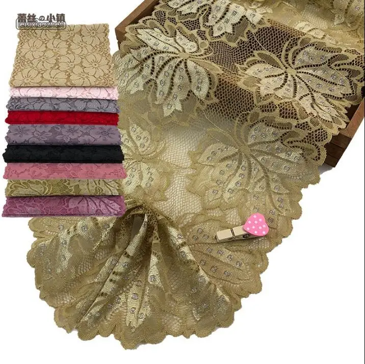 

2 Meters 20CM Black Red Pink Beige Stretch Lace Fabric Ribbon DIY Elastic lace Trimming Handmade Sew Clothes Wedding Party Dress