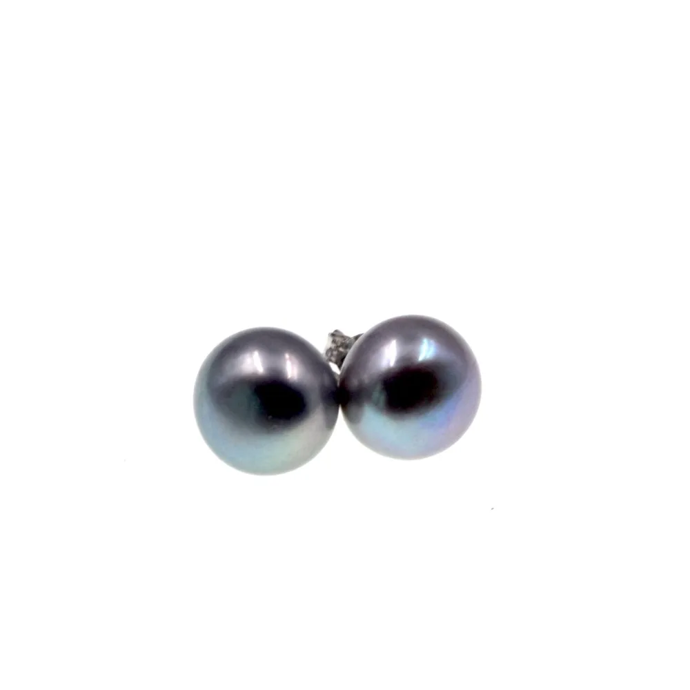 

10-11mm Gray silver stud freshwater pearl earring for womens