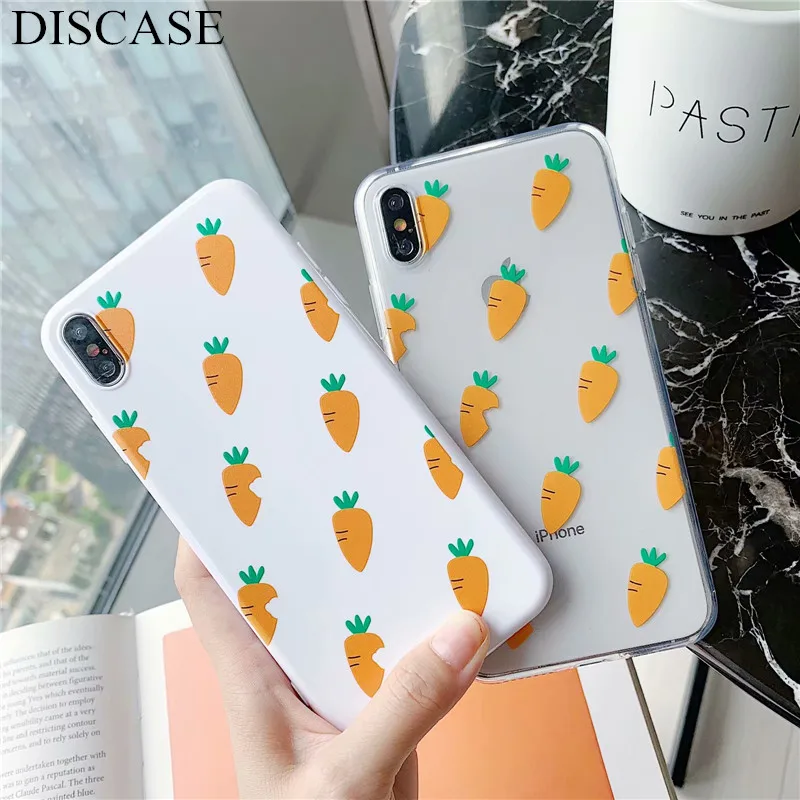 

DISCASE Fresh Lovely Carrot Flowers Phone Case For iphone 8 7 6 6s plus XS MAX XR X Candy Color TPU Soft Shell Back Cover Capa