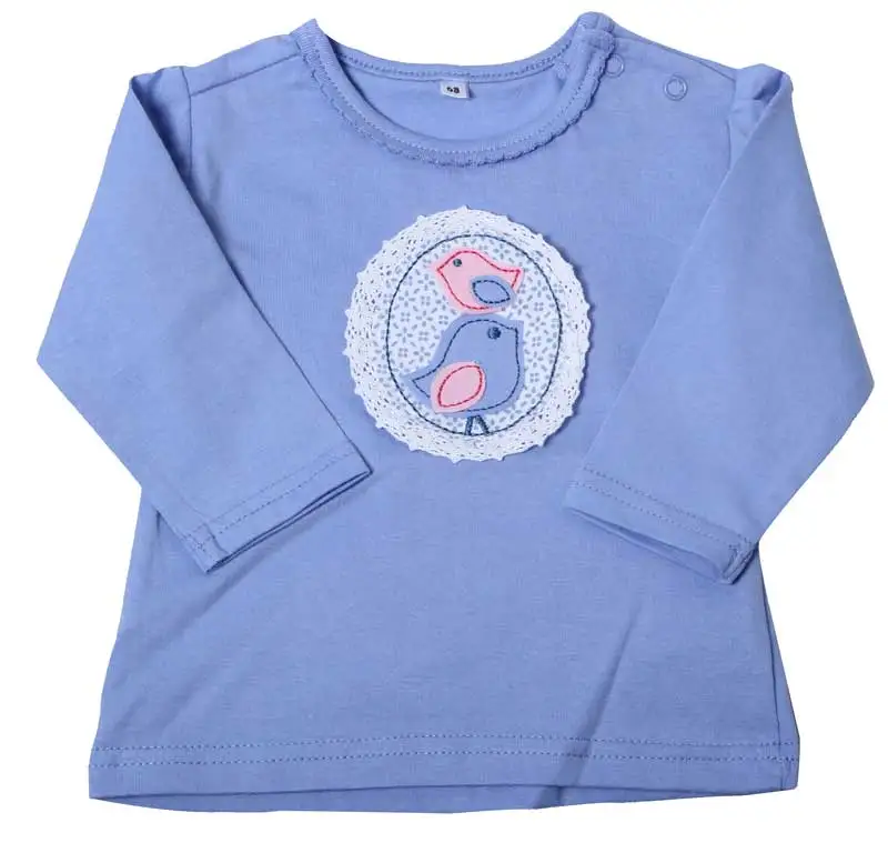

Baby T-shirt Long Sleeves New Born Baby Tees 0-6 Months Boys And Girls Cute Bird Tops Blue And White Cartoon Clothes