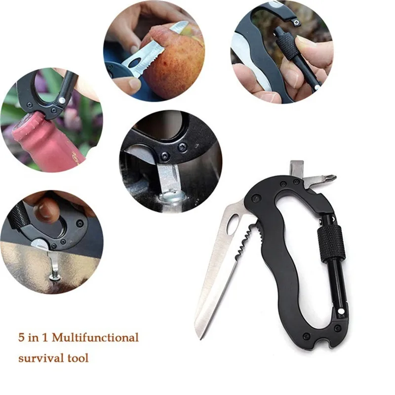 

Multitool Carabiners With Knife/Screwdriver/Bottle Opener For Camping Tools EDC Gear Outdoor Survival Keychain Mountain Climbing