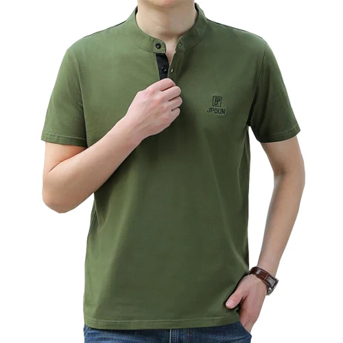 Новинка, Высококачественная брендовая Хлопковая мужская рубашка поло, Повседневная однотонная мужская рубашка поло, camisa homme polo para hombre - Цвет: 7128 Army Green