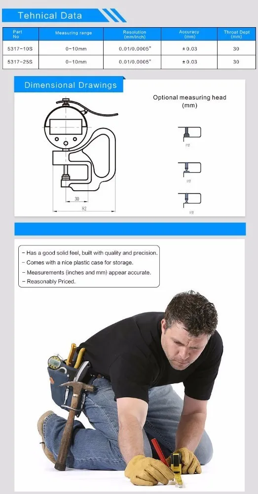 0-10*30 0,01 мм Цифровой Толщина калибровочных метр точность с двумя острым головок