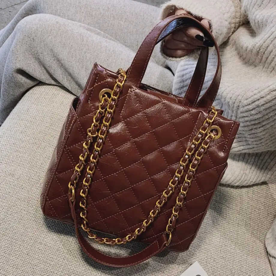 brown Sacchetto Nuovo Di Messaggero Moda Grande Elaborazione colore Rosa Progettista Catena Del Donne S Cuoio Retrò 2019 Qualità Signora Dell'unità bianco Della Borsa Grata Lusso Tote Nero Il Delle wXq8I4W