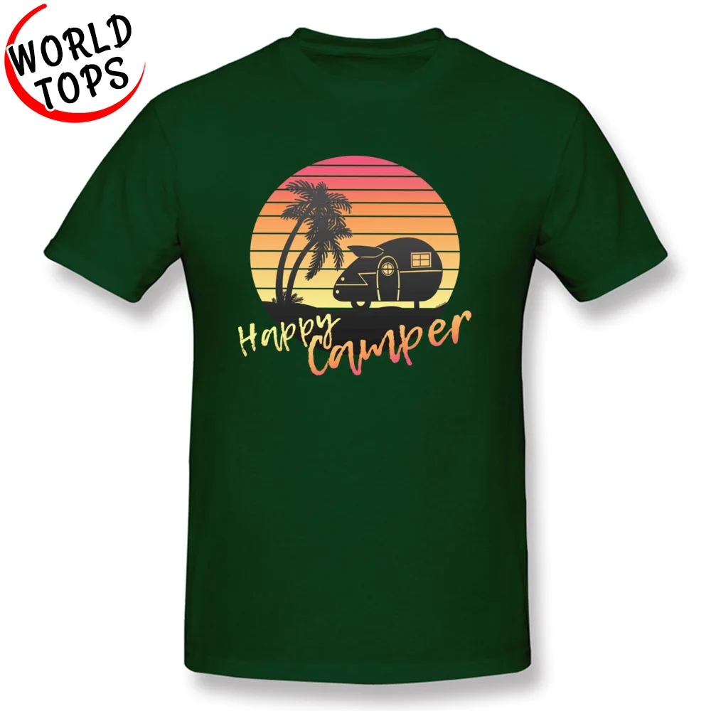 Happy Beach Camper Men's Funky Fashionable T Shirt O-Neck Autumn All Cotton T Shirts Normal Short Sleeve Tee Shirt Happy Beach Camper dark