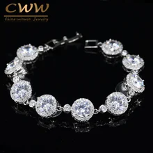 CWWZircons великолепное очарование AAA кубический цирконий роскошные микро CZ браслеты серебряного цвета женские свадебные украшения подарок CB096