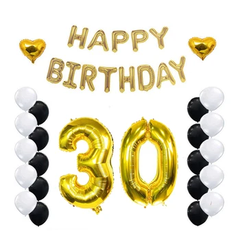 

Fopcc Gold 30th Birthday Party Decoration Kit Happy Birthday Letters Number 30 Foil Balloon 30 Years Old Party Supplies