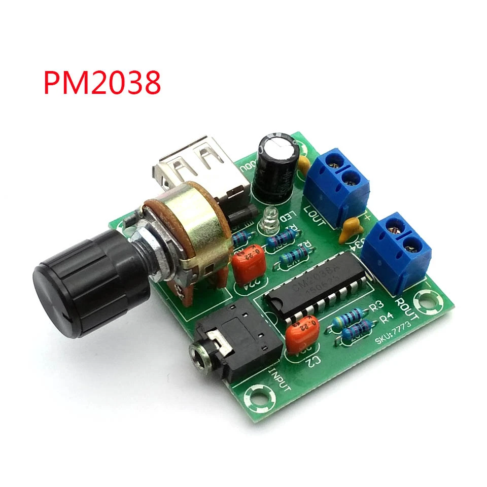 

5V Mini Amplifier AC And DC USB Small Power Amplifier PM2038 Power Amplifiers 5Wx2 High-fidelity Product