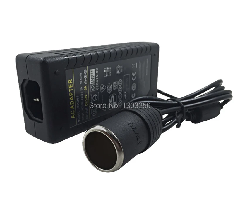AC DC 12V 5A автомобильный прикуриватель адаптер питания 60W Переключатель для