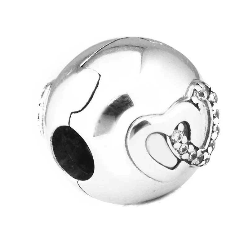 DIY Подходит для Pandora Beads браслеты сердце Бонд клип шармы с четким CZ 100% 925 пробы-серебро-ювелирные изделия Бесплатная доставка