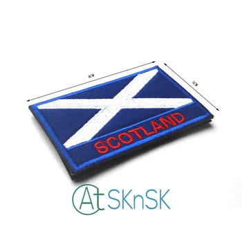 

50pcs/set Embroidered Scotland Flag Patch Tactical 3D Patches Combat Badge flag patch red line with Backing World Flag Badges