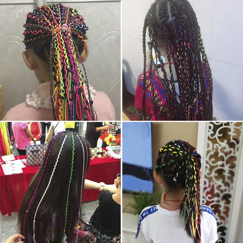 90cm 3~8Pcs/Pack Hair Spiral Braider Colorful Beads Hair Rolling Rope Twister Hair Accessories For Girls Beauty Hair Tinsel