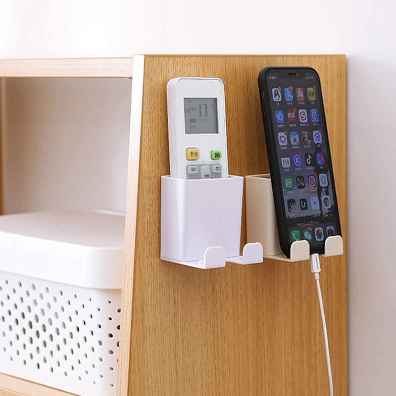 

Phone Remote Control Wall Holder Wall Mounted Storage Rack Smartphone Hanging Cellphone Tablet Charging Multifunction Holder