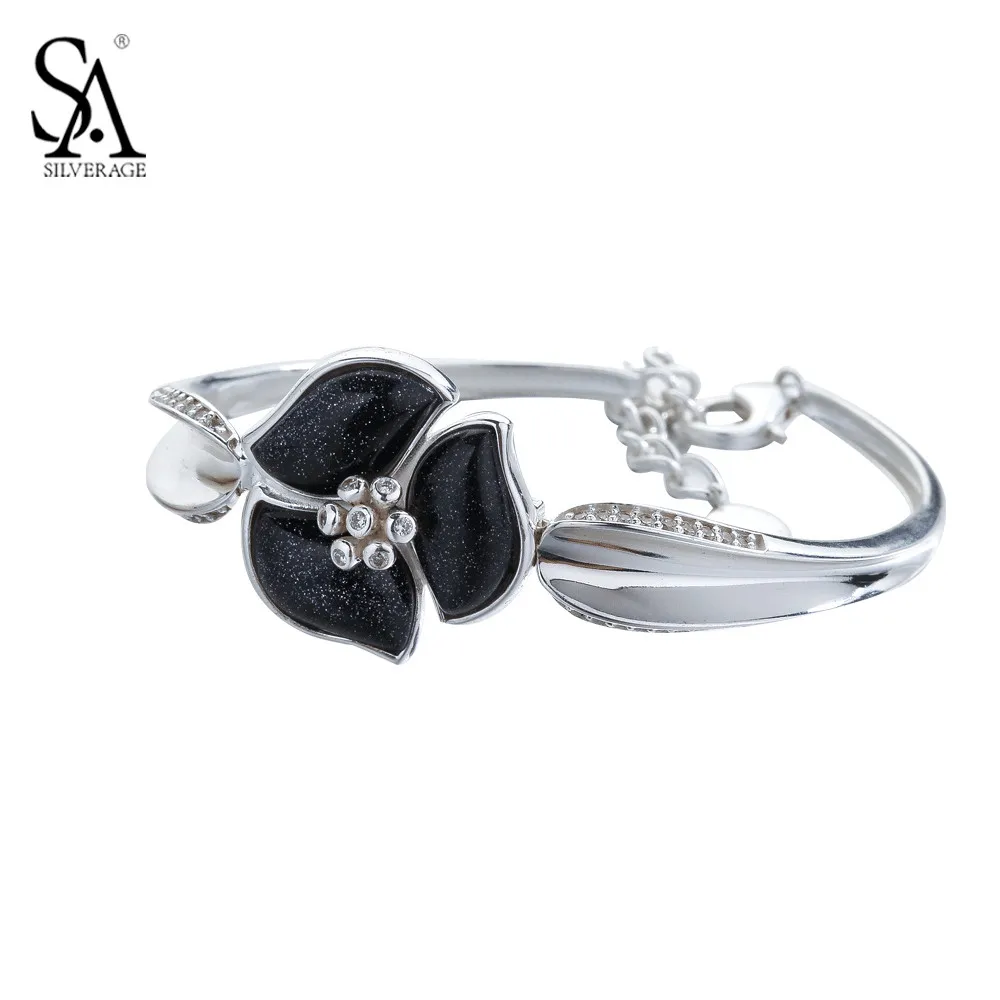 

Real 925 Sterling Silver Personality Flower Bracelets Bangle for Women 2017 New Fine Jewelry Sterling Silver Bracelets Gift
