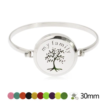 

Tree of life Stainless steel Round Screw Essential Oil Diffuser Bangle Bracelet Aroma Perfume Locket Bangle For Women