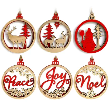 

3Pcs Wooden 3D Christmas Snowman Elk Christmas Letters Mini Pendants Christmas Tree Hanging Decor Christmas Decoration