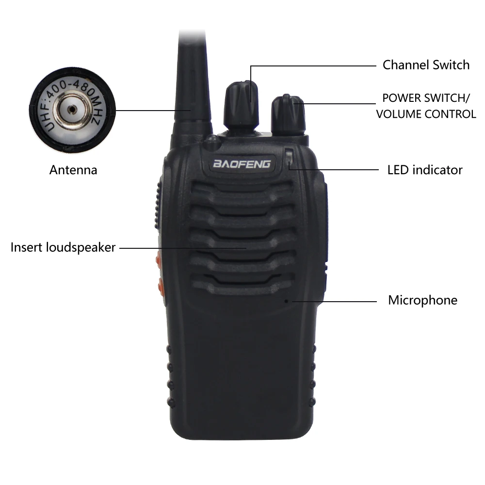 2 шт. Baofeng 888S BF портативная рация 5 Вт Портативное двухстороннее радио UHF 400 470 МГц 16CH