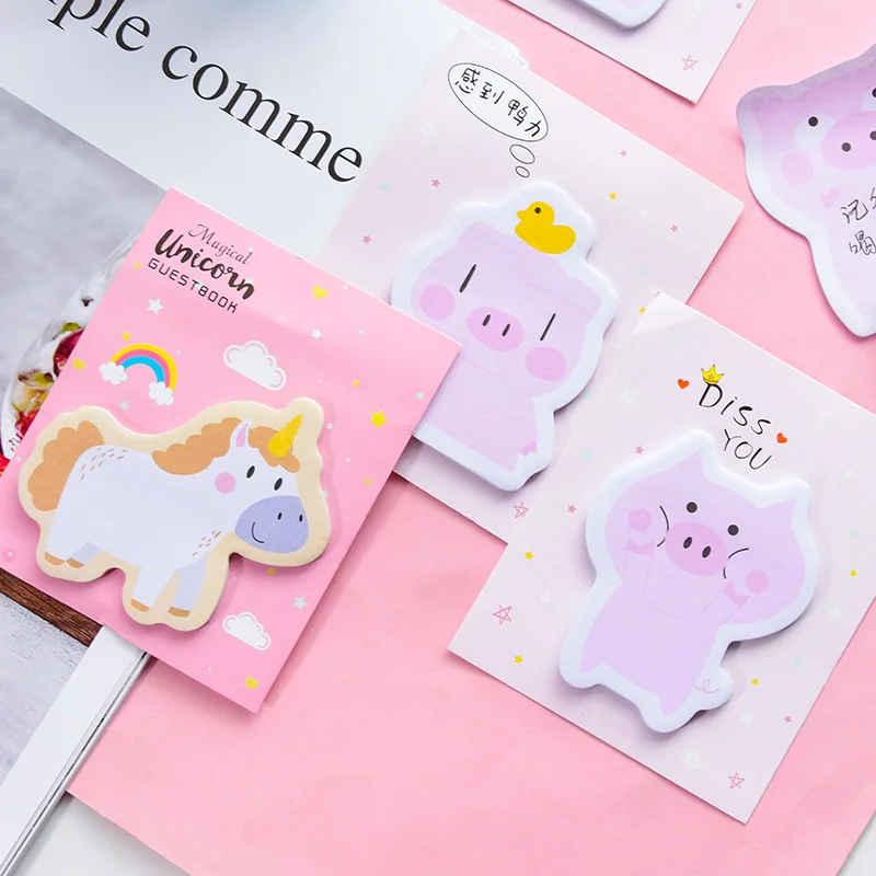 30 листов Kawaii Единорог блокноты животные Липкие заметки креативные свиньи для