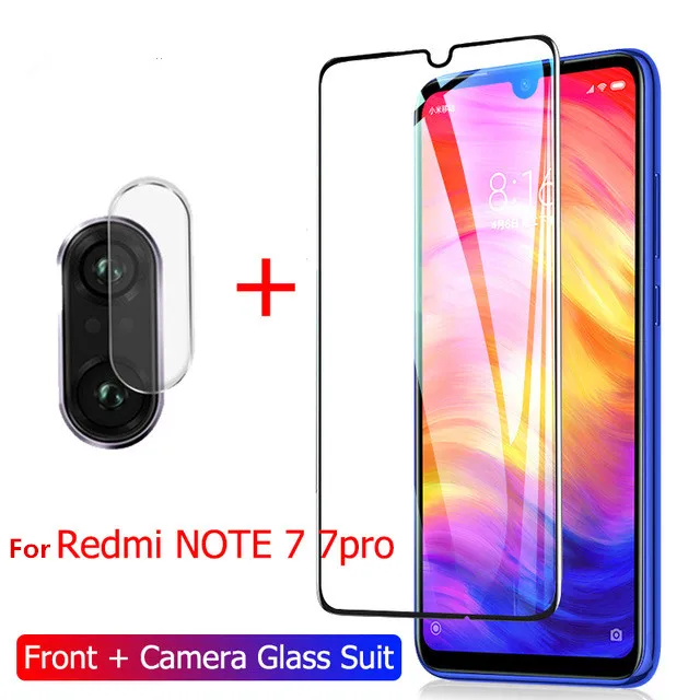 2 в 1 Защитное стекло для Xiaomi Redmi Note 7 защитная пленка экрана Защитная объектива