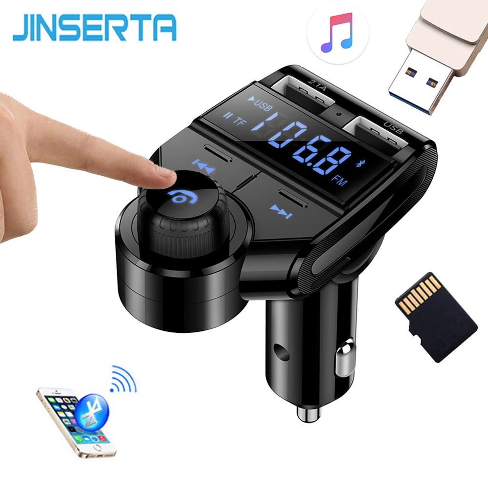 JINSERTA FM Transmitter Wireless Bluetooth V4.2 FM Modulator Handsfree