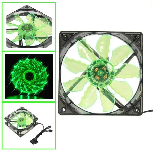 

BINMER CPU Cooler Cooling Fan 120mm Green 15 LED Quite DC 12V 4Pin Computer Case Cooling Cool Fan Mod PC Fan Heatsink 2019 L0429