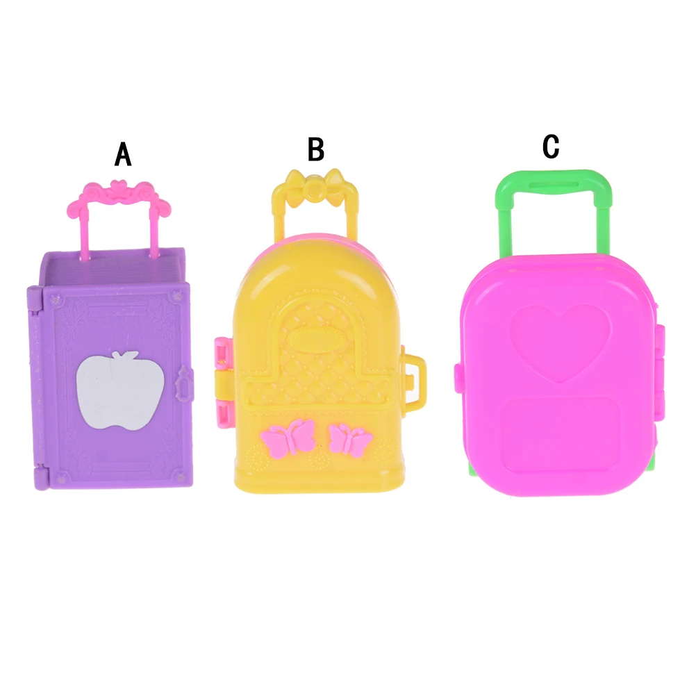 

3D Travel Train Suitcase Luggage For Doll Best Gift Doll Accessories Fashion Plastic Furniture Kids Play House Toys