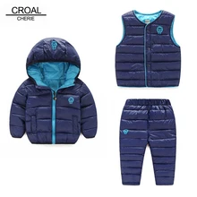 CROAL chery/комплекты одежды из 3 предметов для маленьких девочек зимняя куртка+ жилет+ штаны, комплекты одежды для мальчиков детская одежда, пальто