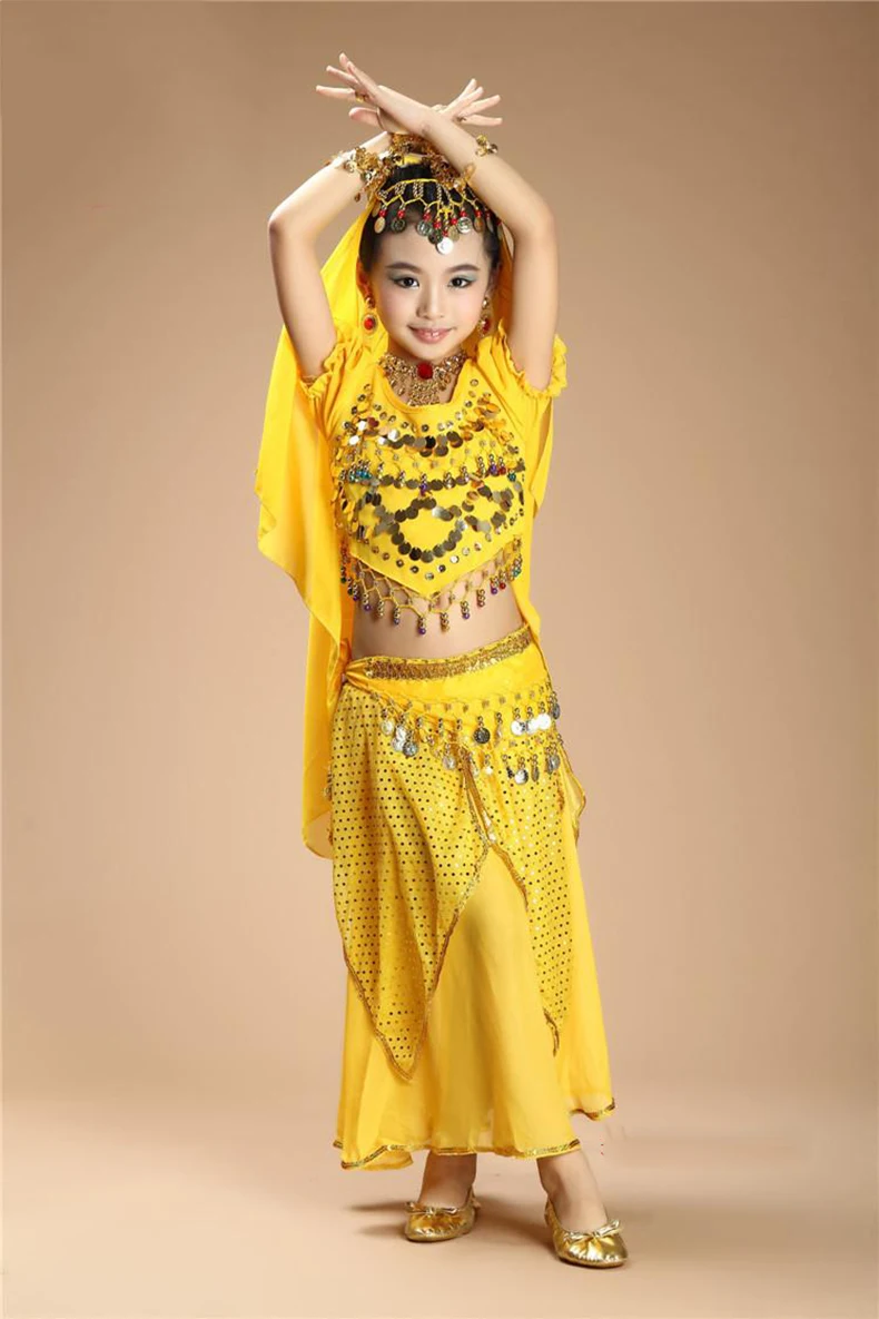 Фантазия танец живота костюм для девочки Multi Цвет плюс Размеры бахрома юбка + топы одежды фламенко индийский традициям показывая костюм q4040