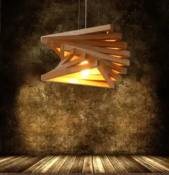 Винтаж Ретро Лофт Треугольники деревянная рамка дуб деревянный подвесной светильник с светодиодный E27 AC 110/220 В Edison ЛАМПЫ подвесной