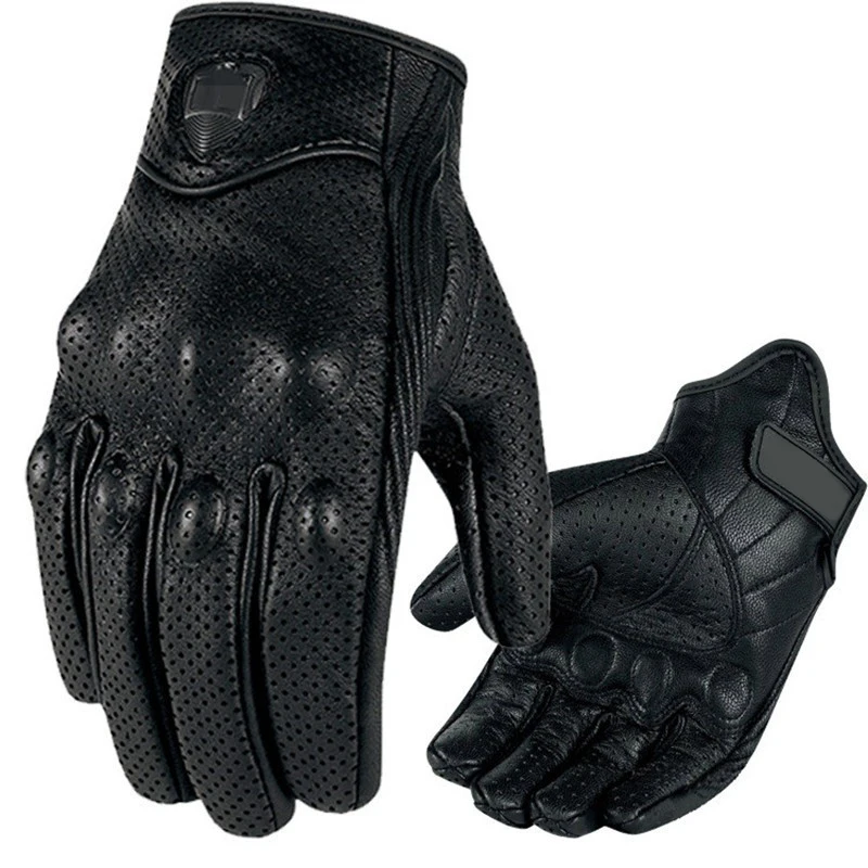 

Hot Casual Motorcycle Gloves Leather Breathable Gloves Racing Protection Equipment Men's Gloves Motorcycle Gears Black XNC