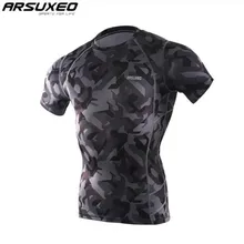 ARSUXEO спортивная рубашка для мужчин эластичный с коротким рукавом быстросохнущая компрессионная Футболка Базовый слой рубашка Для Бега Спортзала Одежда Фитнес Спортивная одежда