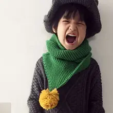 2016 winter warm girls and boys children ‘s wool scarves fashion warm knit collar with hair ball