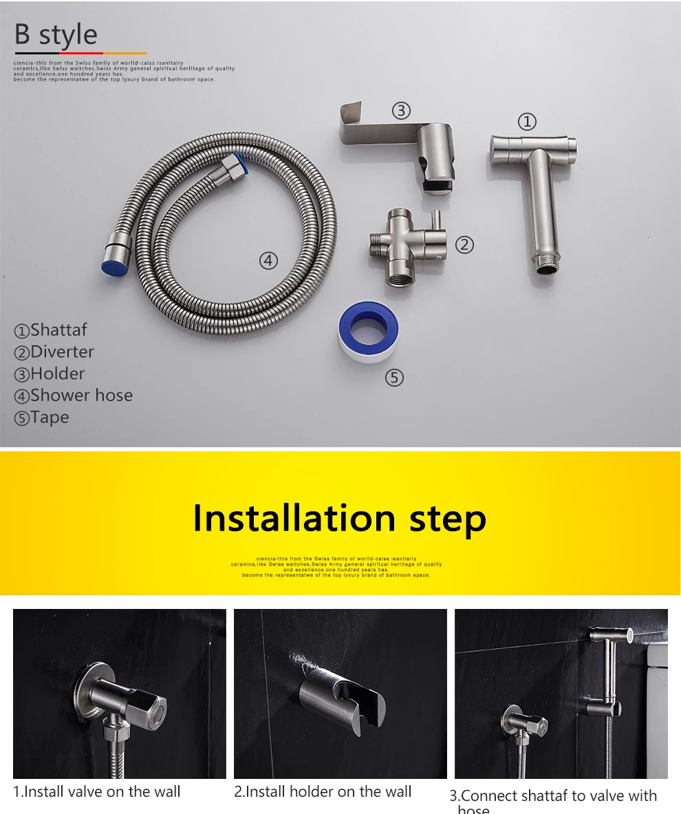 SUS304 нержавеющая сталь кнопка типа 2-Way режим ручной Shattaf биде опрыскиватель душевой набор