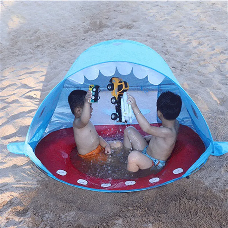 

Shark Children's Beach Tent Convenient Foldable Ball Pool Outdoor Toy Sunshade Playground Polyester Sun Protection Summer Toys