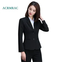 ACRMRAC Women’s suits 2018 New Autumn And Winter Solid color Slim Single Breasted Blazers pants Business OL Formal Pants Suits