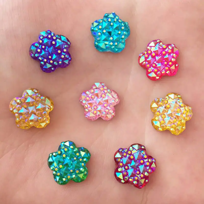 

DIY 120pcs 12mm AB Flower Resin Rhinestone Flatback Scrapbooking Phone Case Craft K42*3