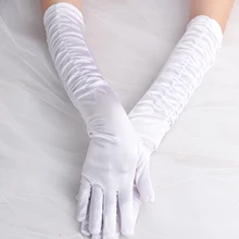 Белый пот девушка женщины леди свадебный танцевальный костюм вечерние длинные перчатки с кружевом