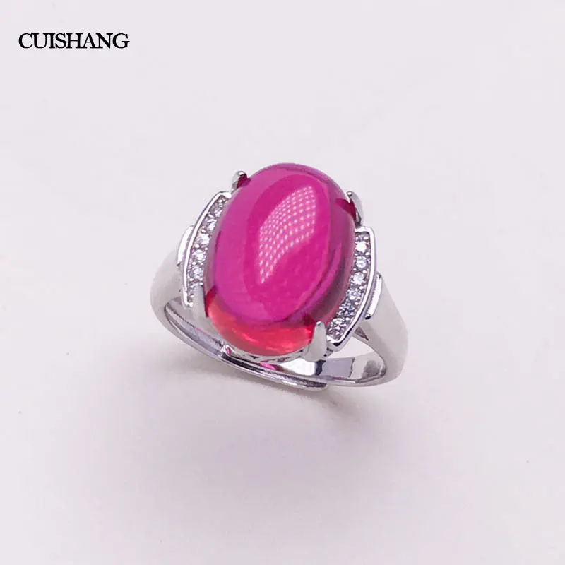 

CSJ Red Ruby Rings 925 Sterling Silver Fine Jewelry Created Gemstone Wedding Engagement PartyFor Women Gift