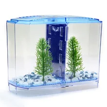 Arcylic тропический Мини nano Betta fighting fish tank аквариум разведение двойной миски жарить изоляции инкубатория рептилий клетка черепаха дом