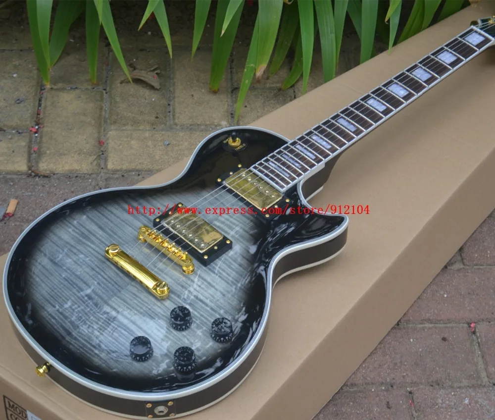 

BJ Style Electric Guitar Gray Black Circle Guitar, Mahogany Body Rosewood Fingerboard Gold Hardware BJ-78